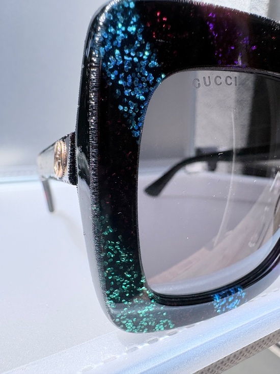 Gucci Rainbow Glitter Black Oversized Square Sunglasses GG0328S main image 11